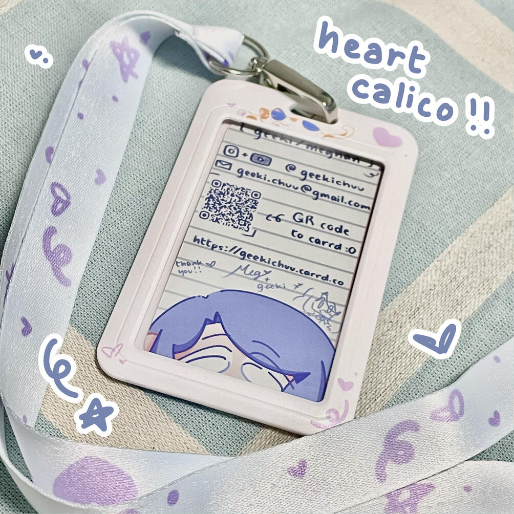 Heart Calico Lanyard Cardholder